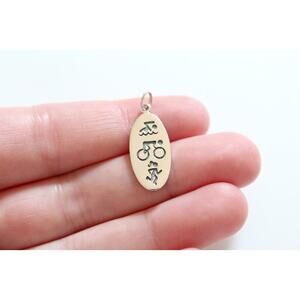 Sterling Silver Triathlon Pendant, Silver Triathlon Fitness Charm